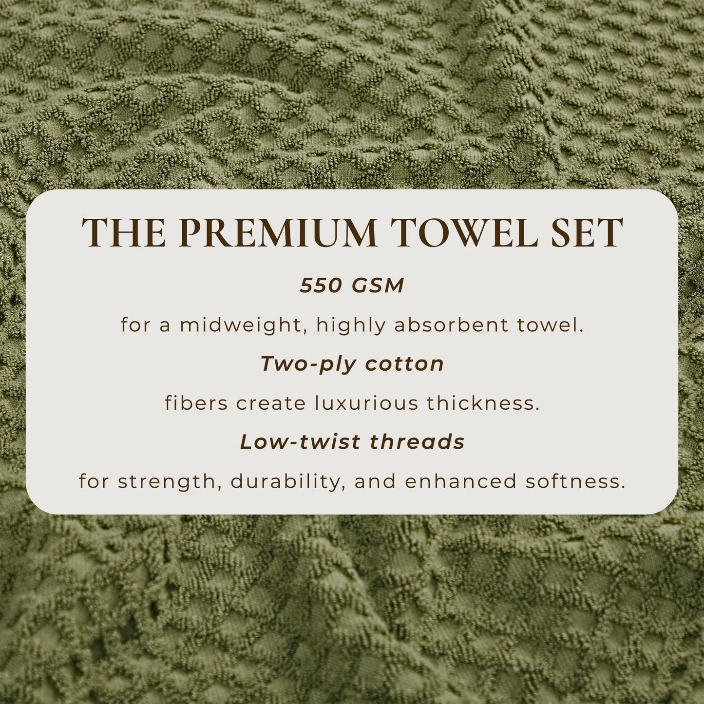 Linery & Co. Cotton Diamond Waffle Texture Bath Towels.