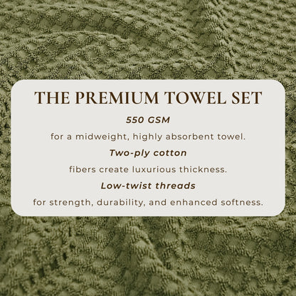 Linery & Co. Cotton Diamond Waffle Texture Bath Towels.