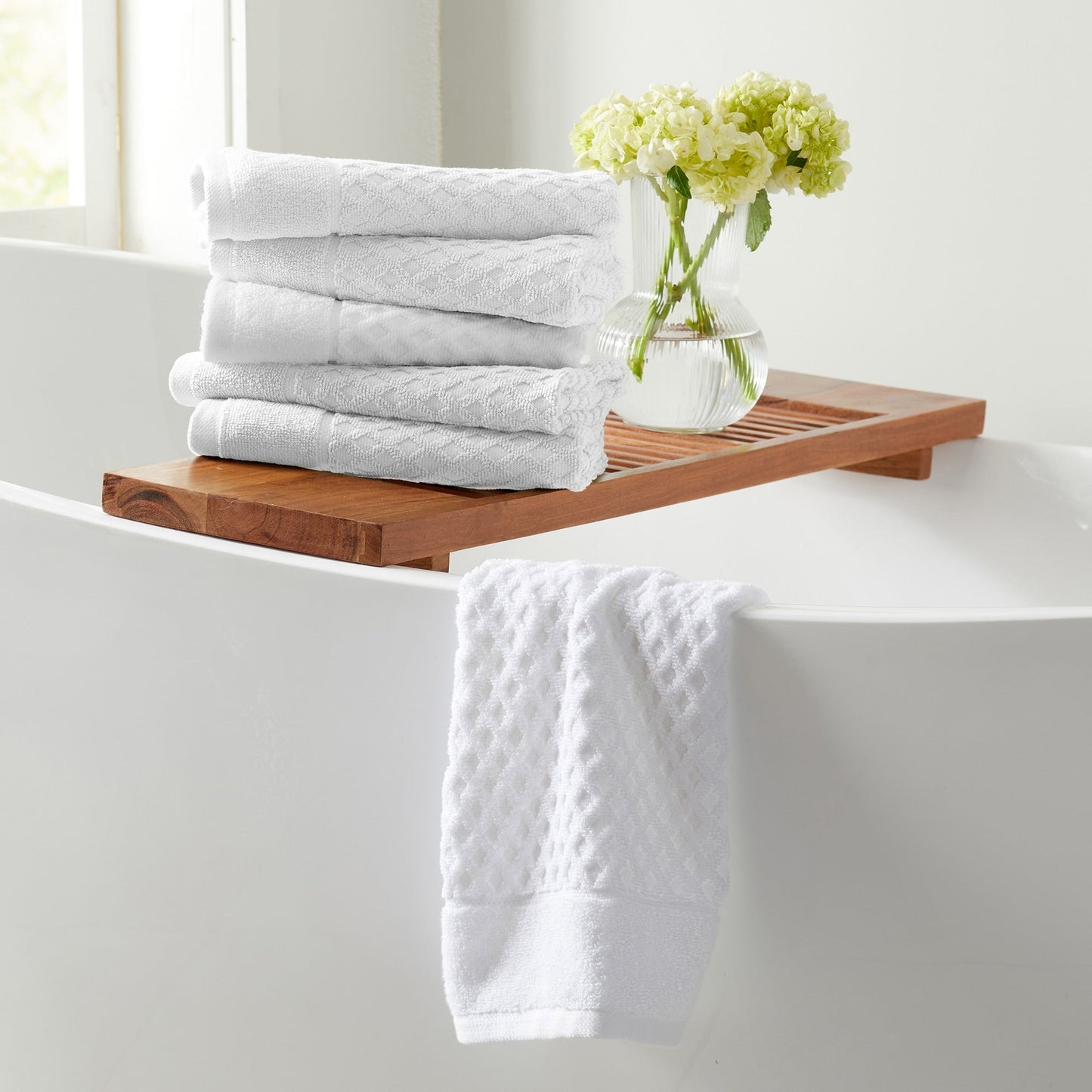 Linery & Co. Cotton Diamond Waffle Texture Bath Towels.