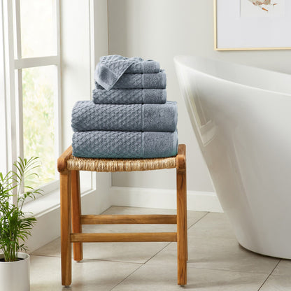 Linery & Co. Cotton Diamond Waffle Texture Bath Towels.
