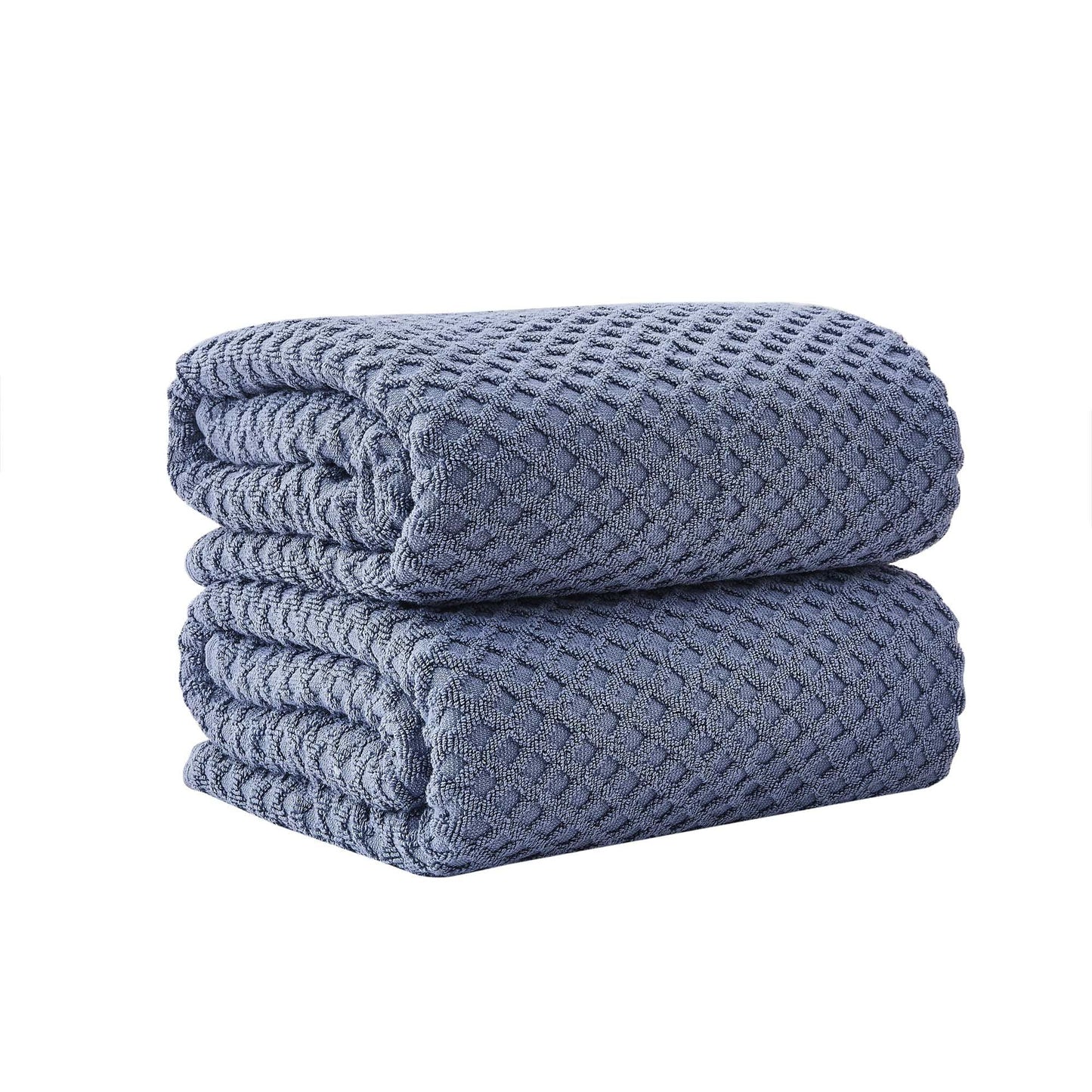 Linery & Co. Cotton Diamond Waffle Texture Bath Towels.