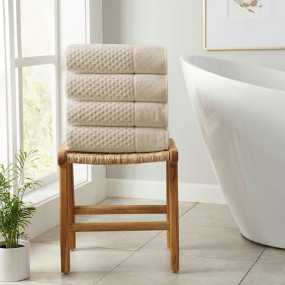 Linery & Co. Cotton Diamond Waffle Texture Bath Towels.