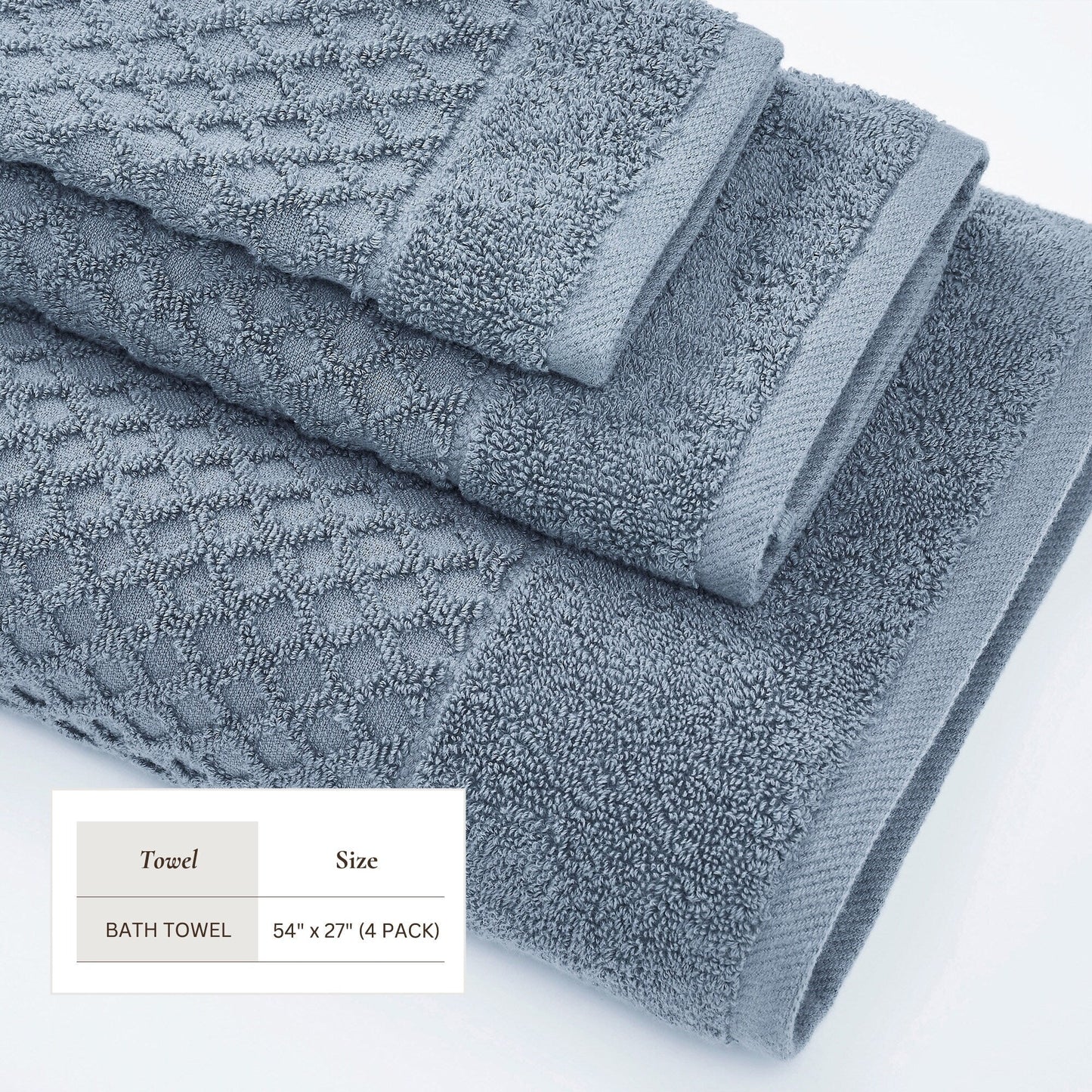 Linery & Co. Cotton Diamond Waffle Texture Bath Towels.