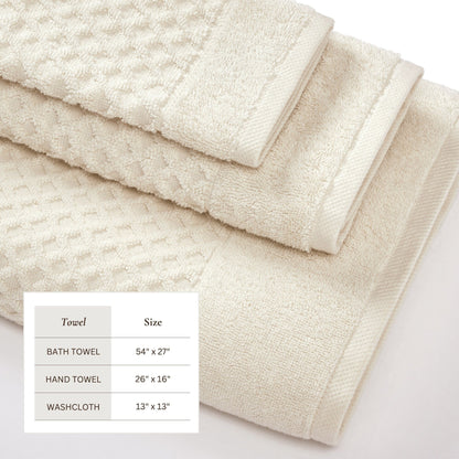 Linery & Co. Cotton Diamond Waffle Texture Bath Towels.