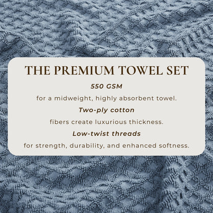 Linery & Co. Cotton Diamond Waffle Texture Bath Towels.