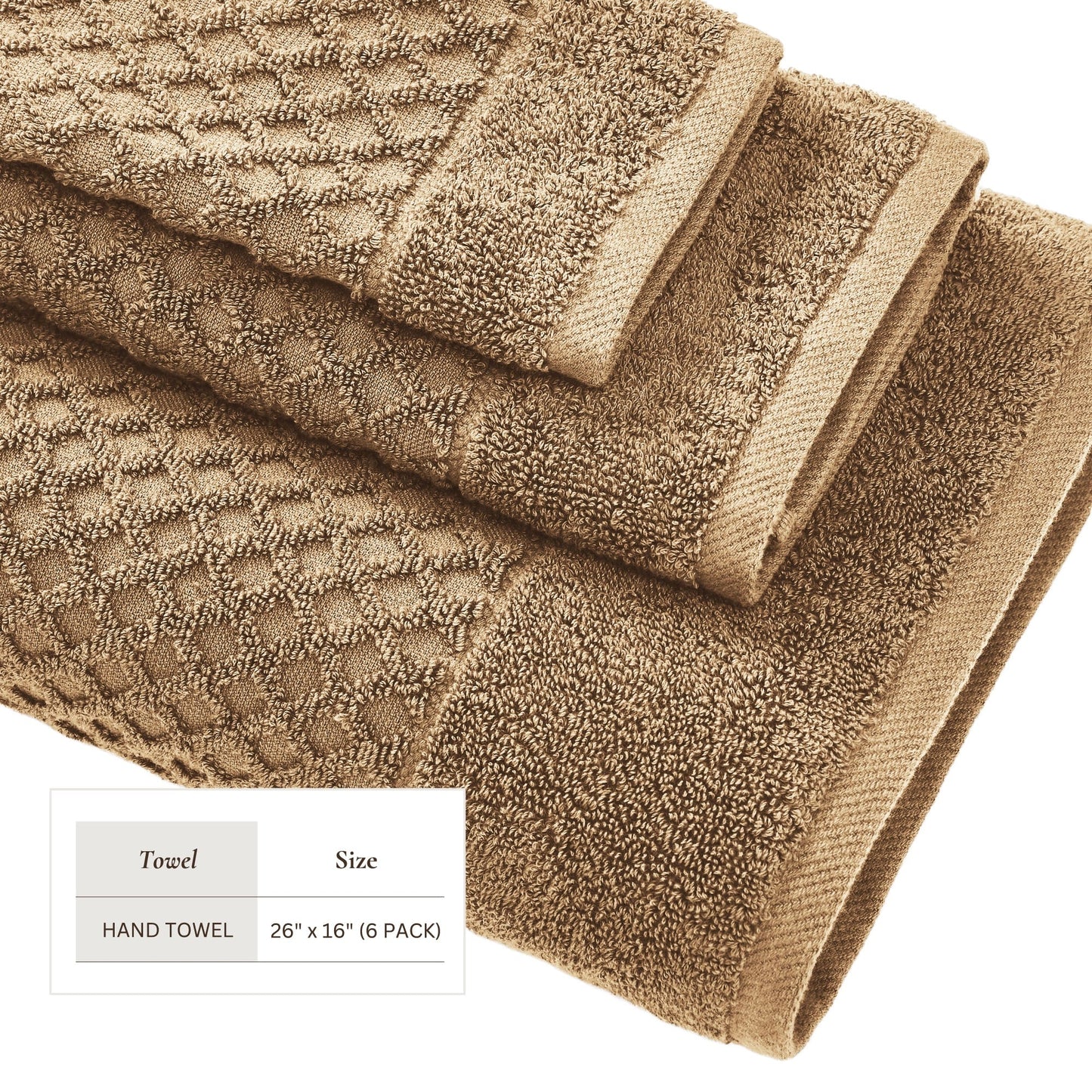 Linery & Co. Cotton Diamond Waffle Texture Bath Towels.