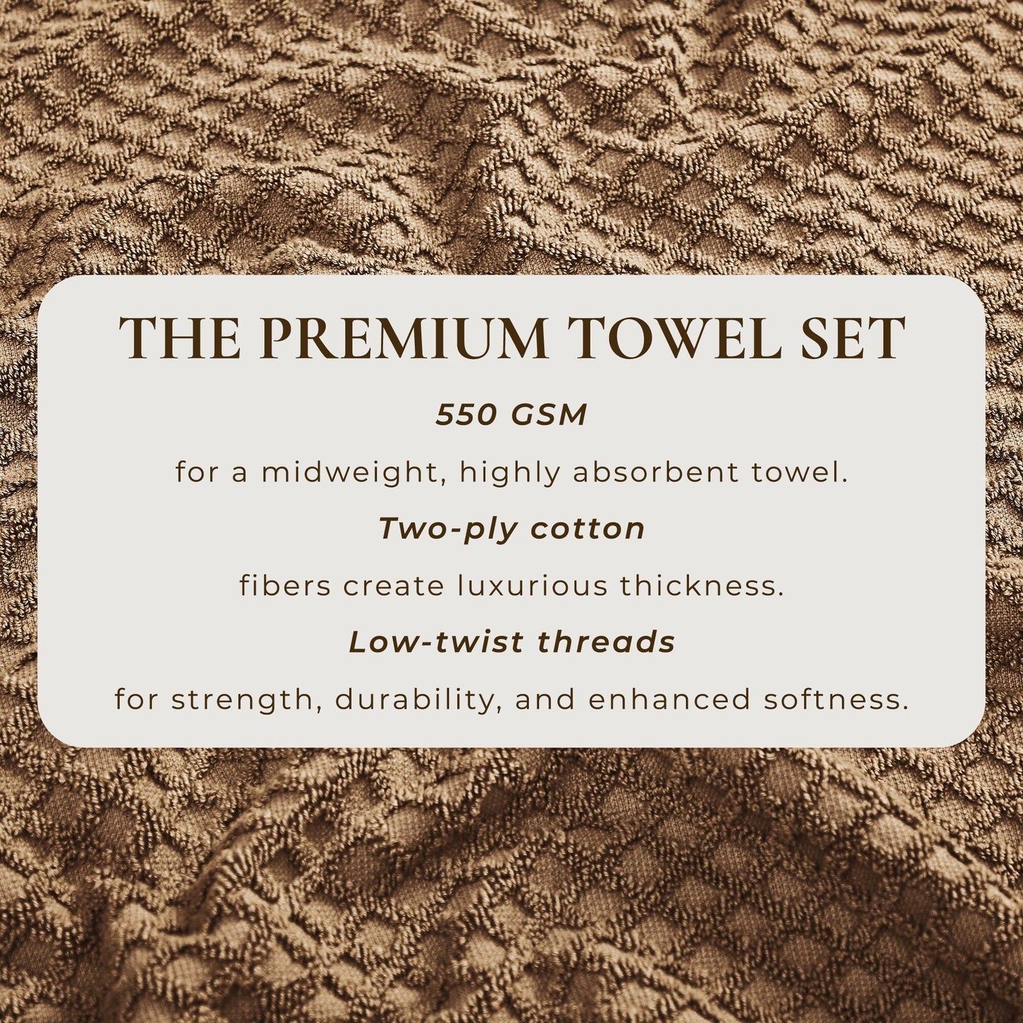Linery & Co. Cotton Diamond Waffle Texture Bath Towels.