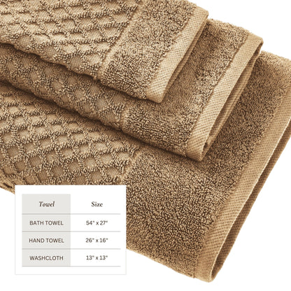 Linery & Co. Cotton Diamond Waffle Texture Bath Towels.