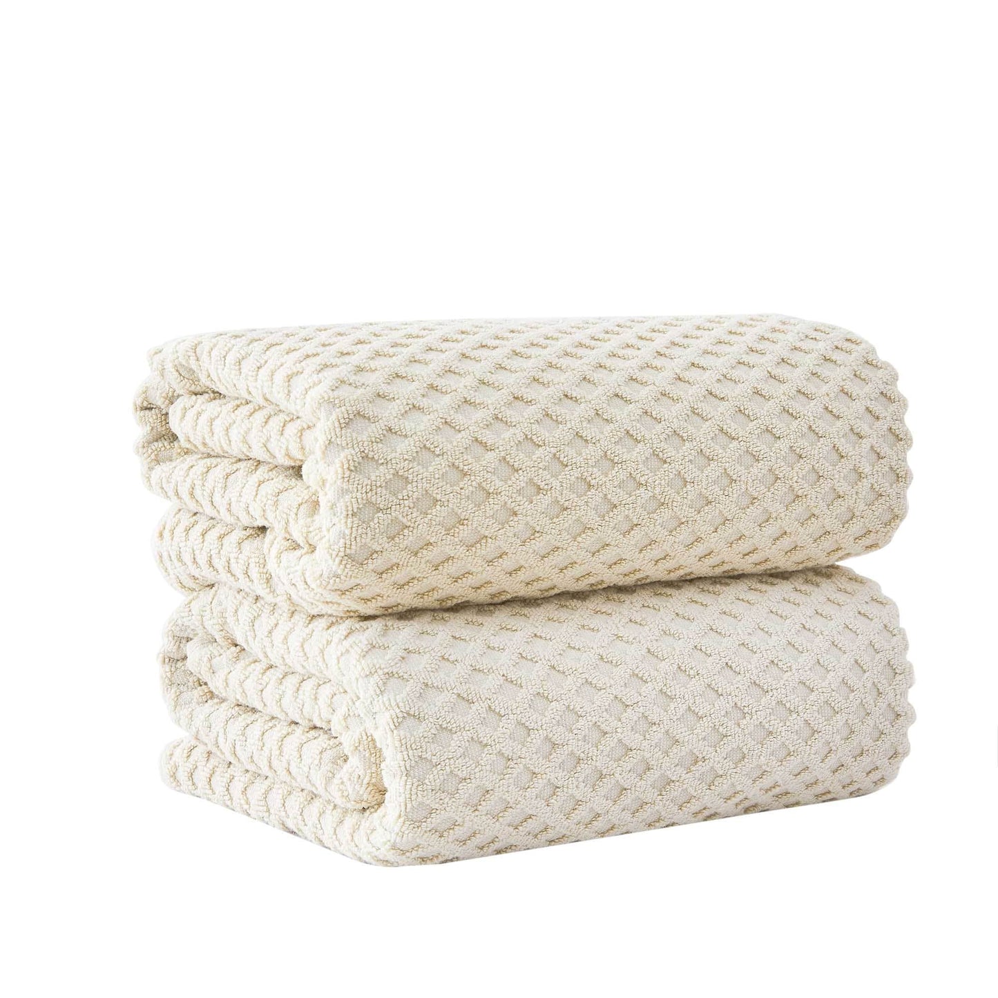 Linery & Co. Cotton Diamond Waffle Texture Bath Towels.