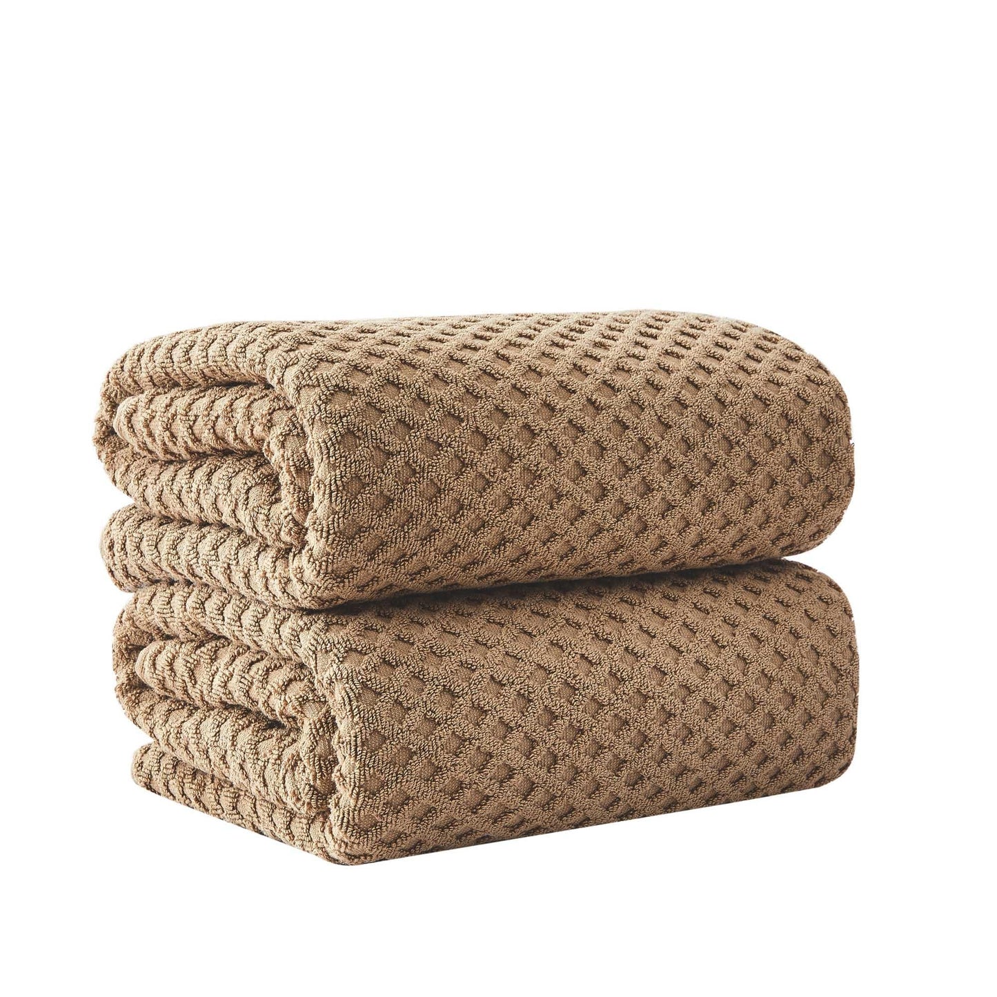 Linery & Co. Cotton Diamond Waffle Texture Bath Towels.