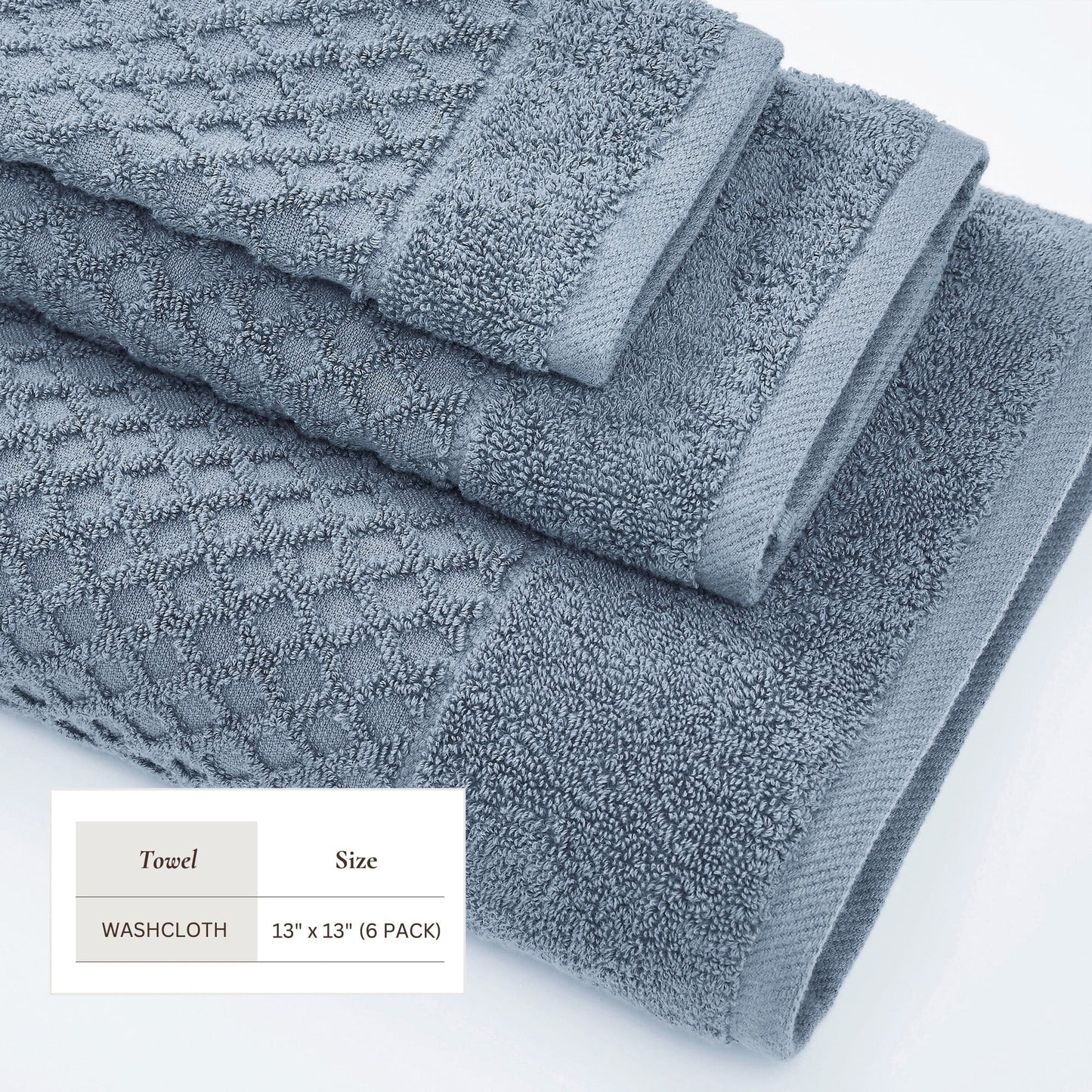 Linery & Co. Cotton Diamond Waffle Texture Bath Towels.
