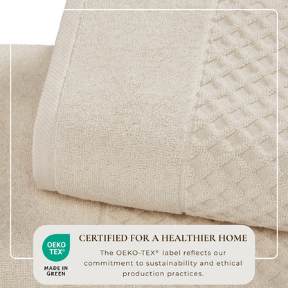 Linery & Co. Cotton Diamond Waffle Texture Bath Towels.