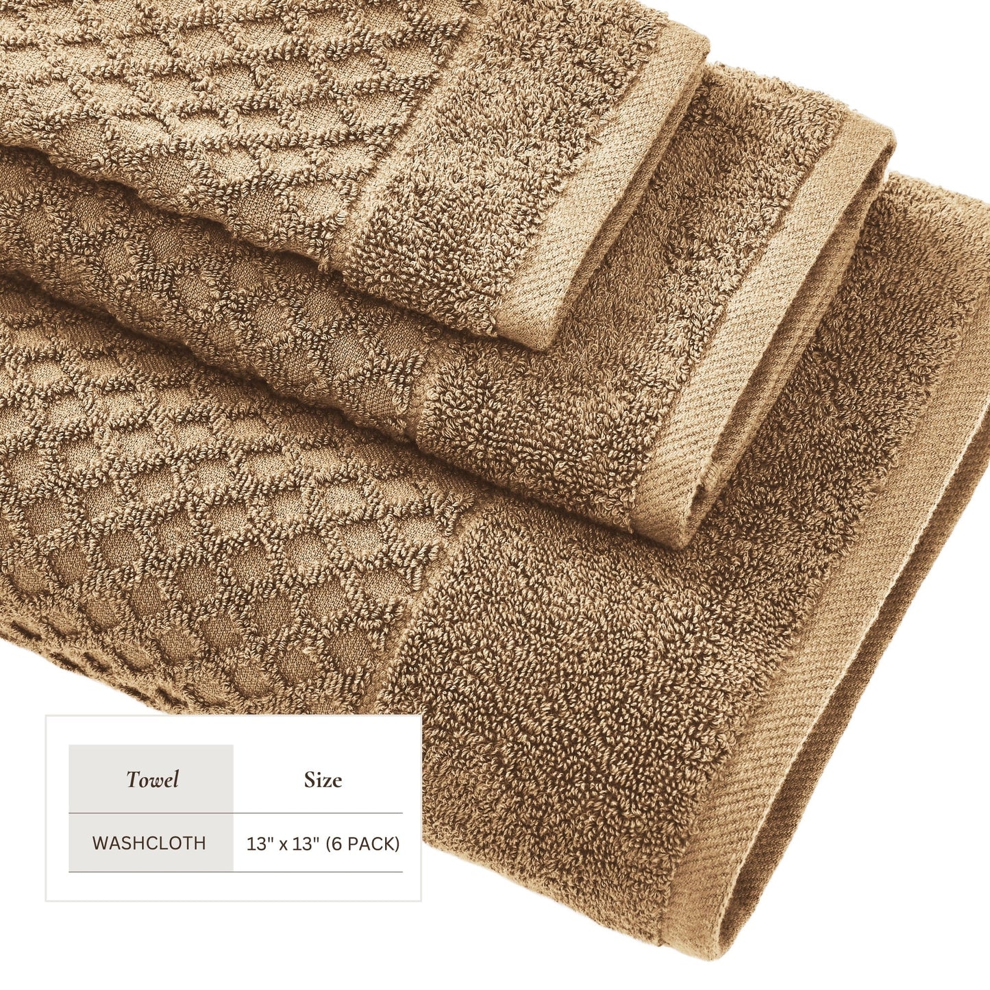 Linery & Co. Cotton Diamond Waffle Texture Bath Towels.