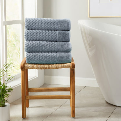 Linery & Co. Cotton Diamond Waffle Texture Bath Towels.