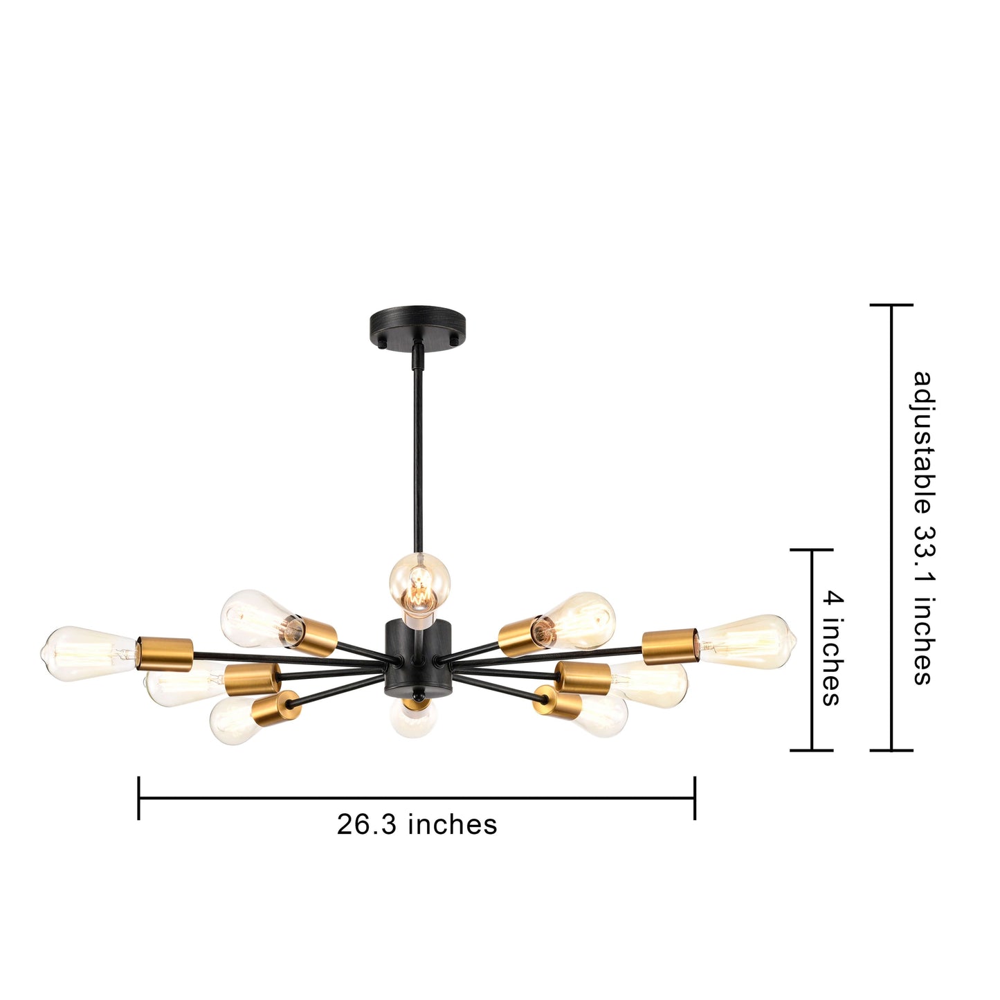 Lorena Antique Black and Metallic Gold Sputnik 10-Light Chandelier