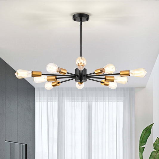 Lorena Antique Black and Metallic Gold Sputnik 10-Light Chandelier