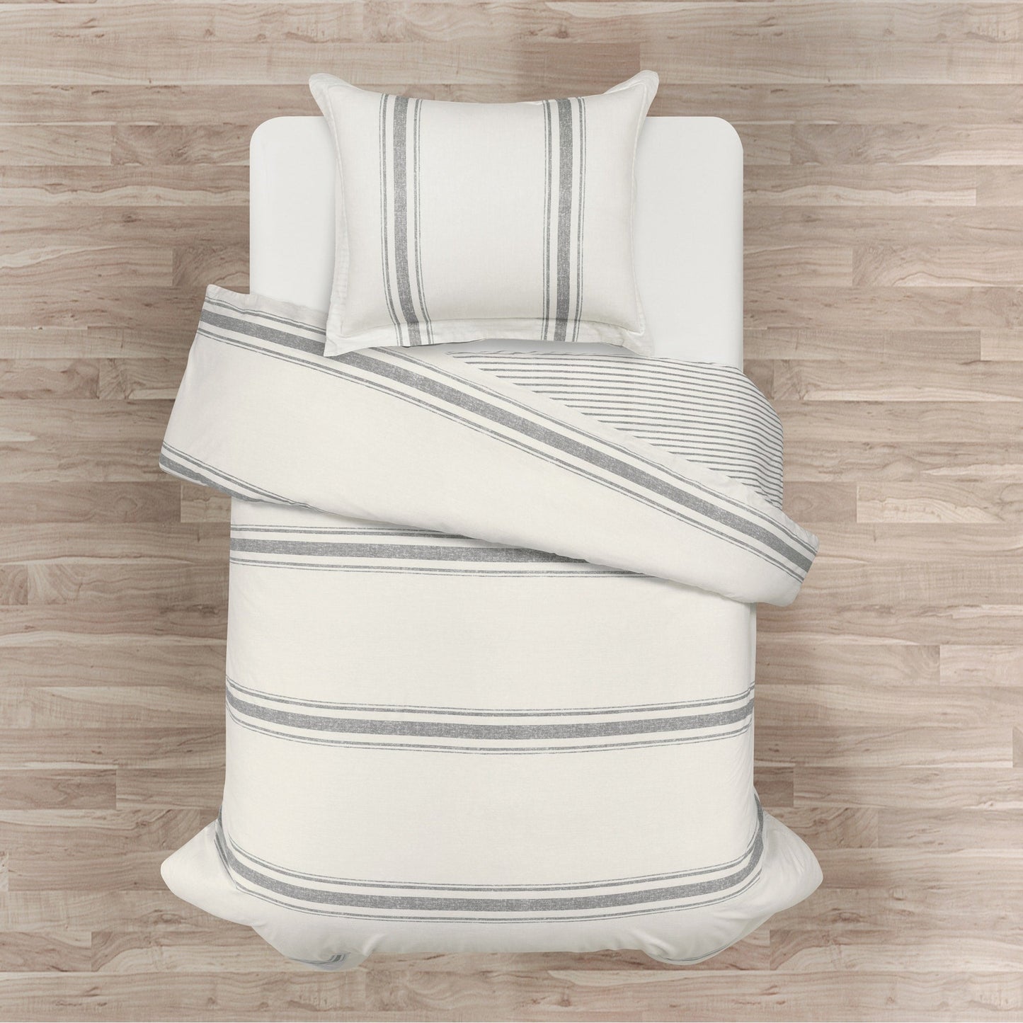 Lush Decor Farmhouse Stripe 3 Piece Duvet Cover Set