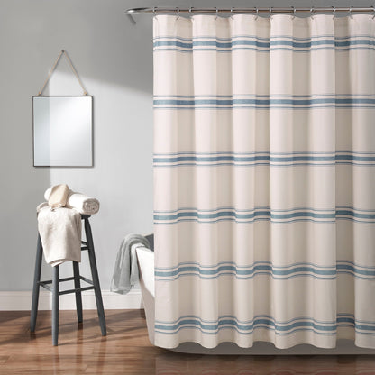 Lush Decor Farmhouse Stripe Shower Curtain