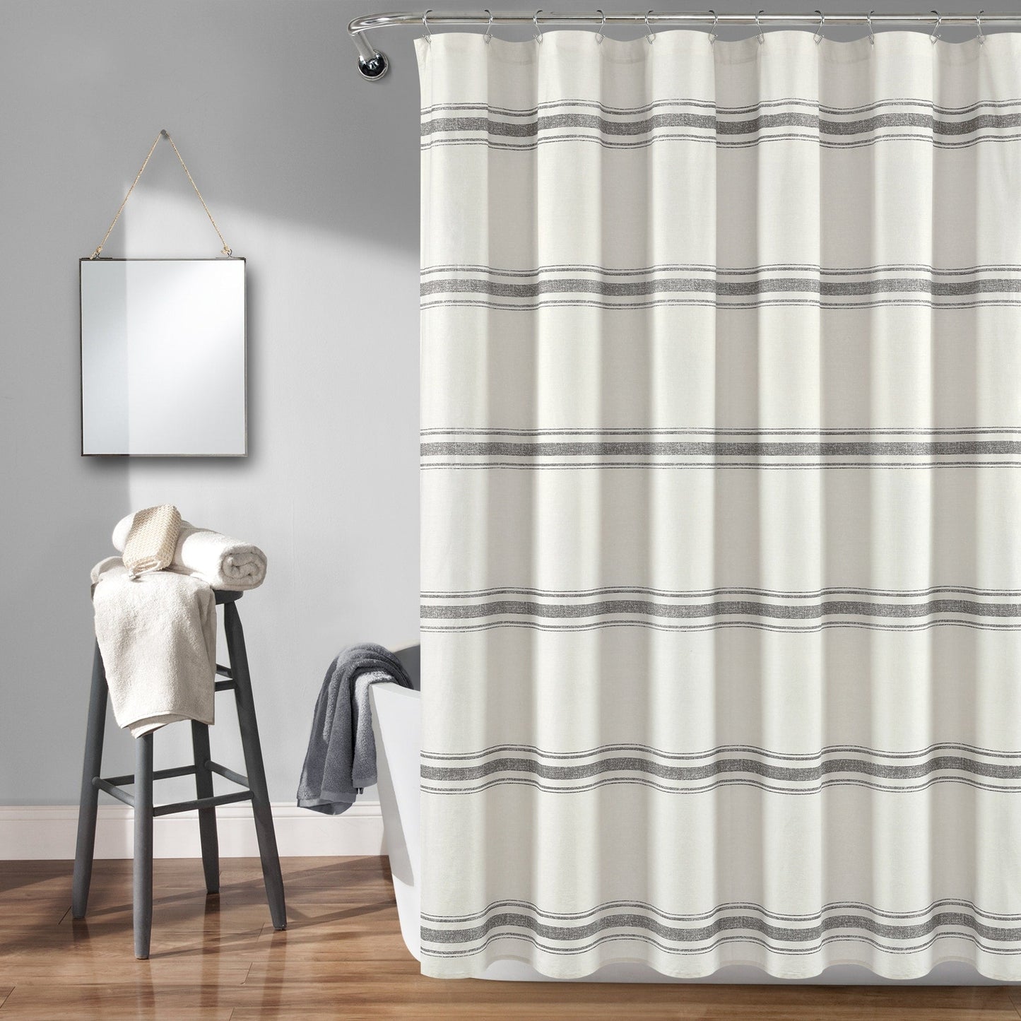 Lush Decor Farmhouse Stripe Shower Curtain