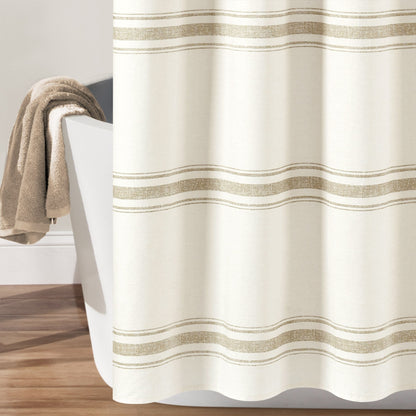 Lush Decor Farmhouse Stripe Shower Curtain