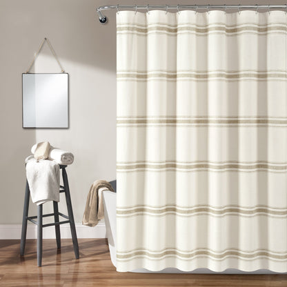 Lush Decor Farmhouse Stripe Shower Curtain