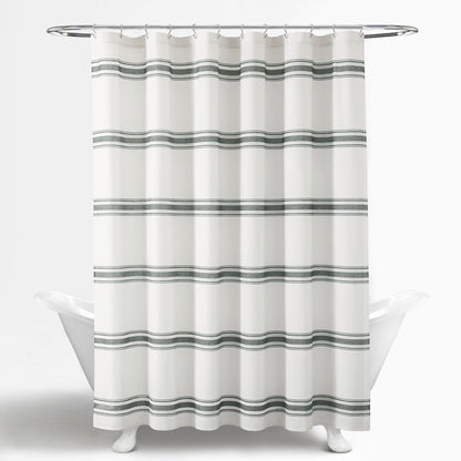 Lush Decor Farmhouse Stripe Shower Curtain