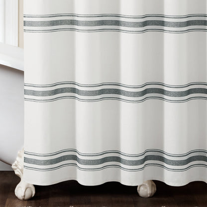 Lush Decor Farmhouse Stripe Shower Curtain