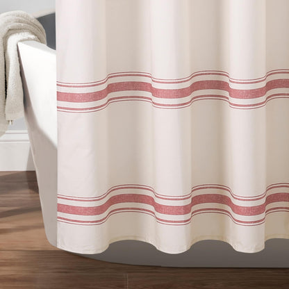 Lush Decor Farmhouse Stripe Shower Curtain