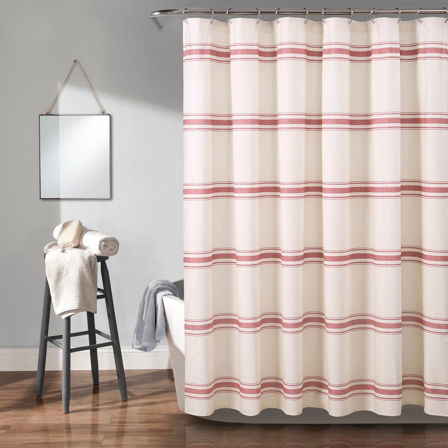 Lush Decor Farmhouse Stripe Shower Curtain