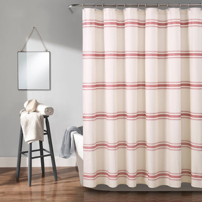 Lush Decor Farmhouse Stripe Shower Curtain