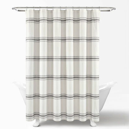 Lush Decor Farmhouse Stripe Shower Curtain