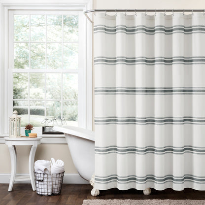 Lush Decor Farmhouse Stripe Shower Curtain