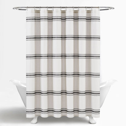 Lush Decor Farmhouse Stripe Shower Curtain