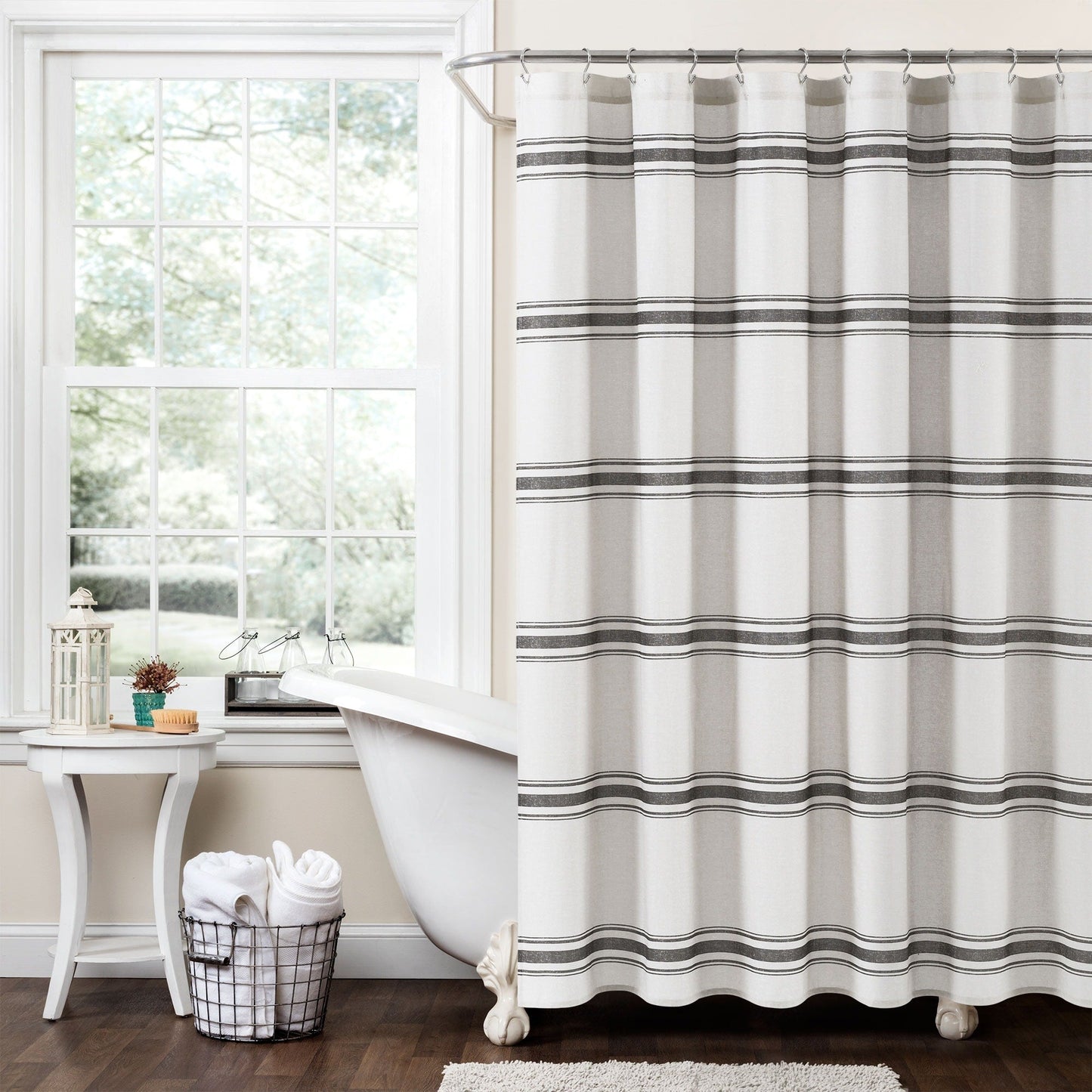 Lush Decor Farmhouse Stripe Shower Curtain