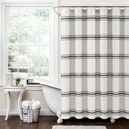 Lush Decor Farmhouse Stripe Shower Curtain