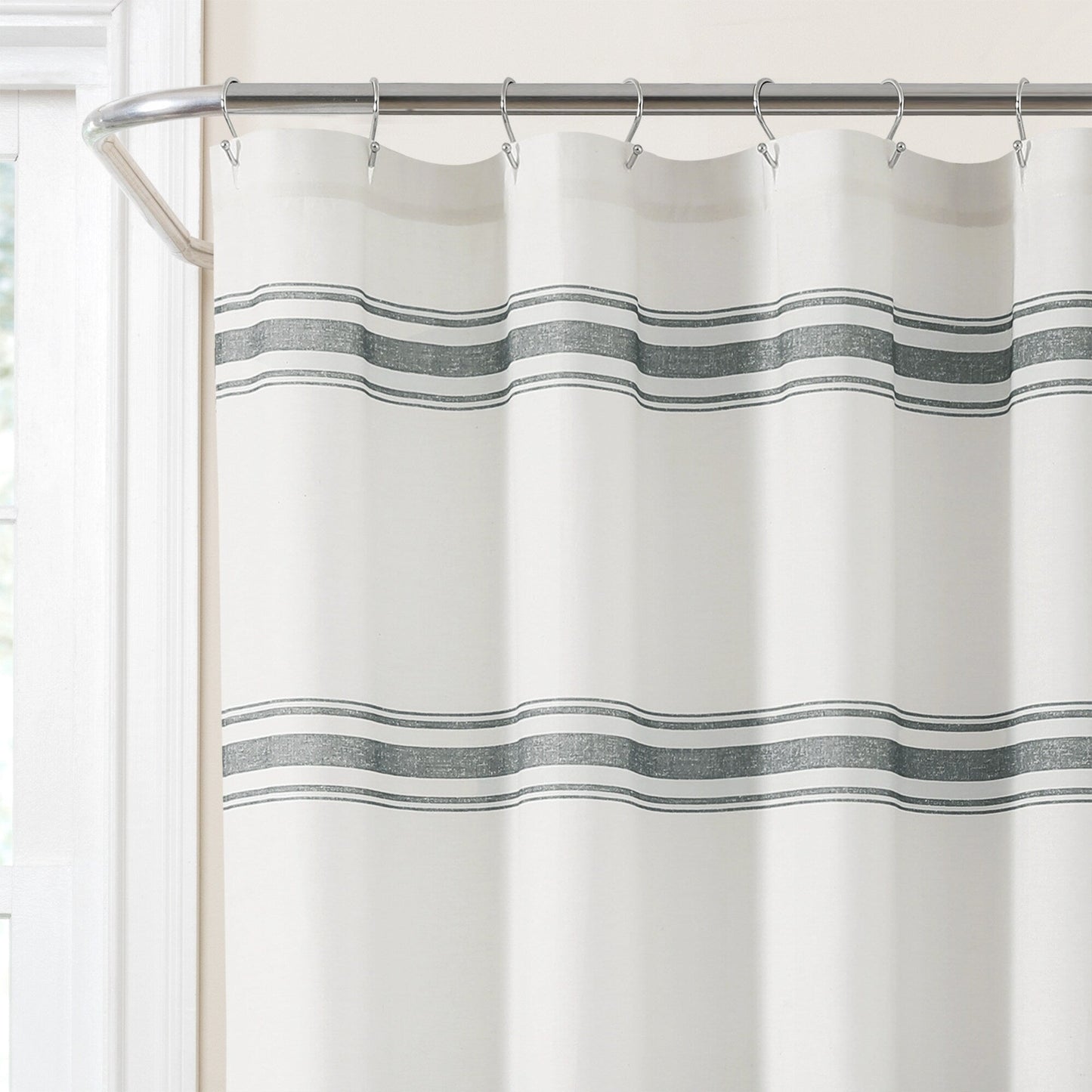 Lush Decor Farmhouse Stripe Shower Curtain