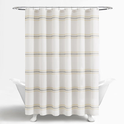 Lush Decor Farmhouse Stripe Shower Curtain