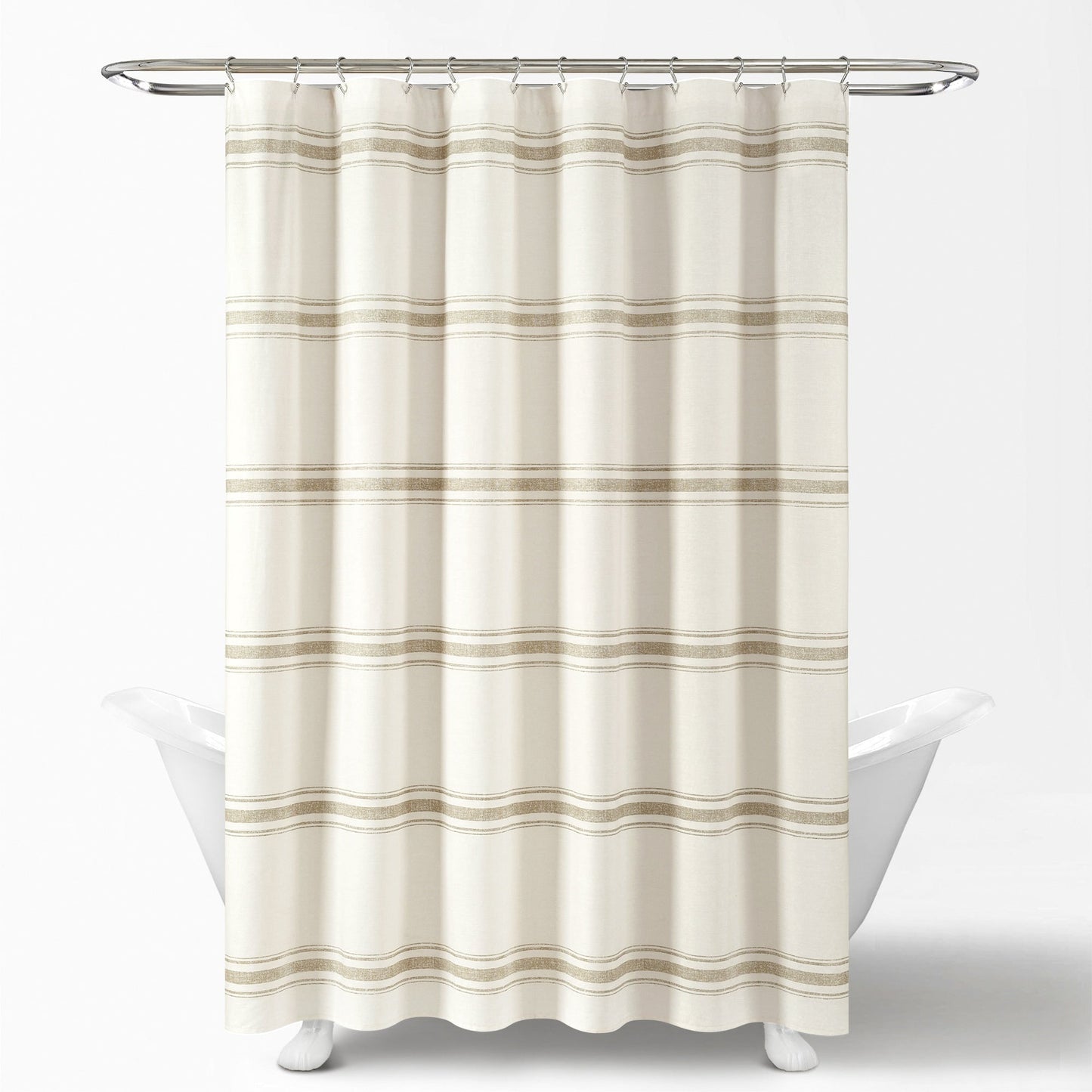 Lush Decor Farmhouse Stripe Shower Curtain
