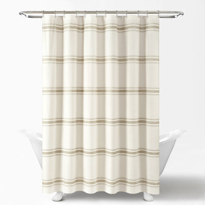 Lush Decor Farmhouse Stripe Shower Curtain