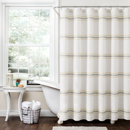 Lush Decor Farmhouse Stripe Shower Curtain