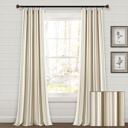 Lush Decor Farmhouse Stripe Yarn Dyed Cotton Window Curtain Panel Pair