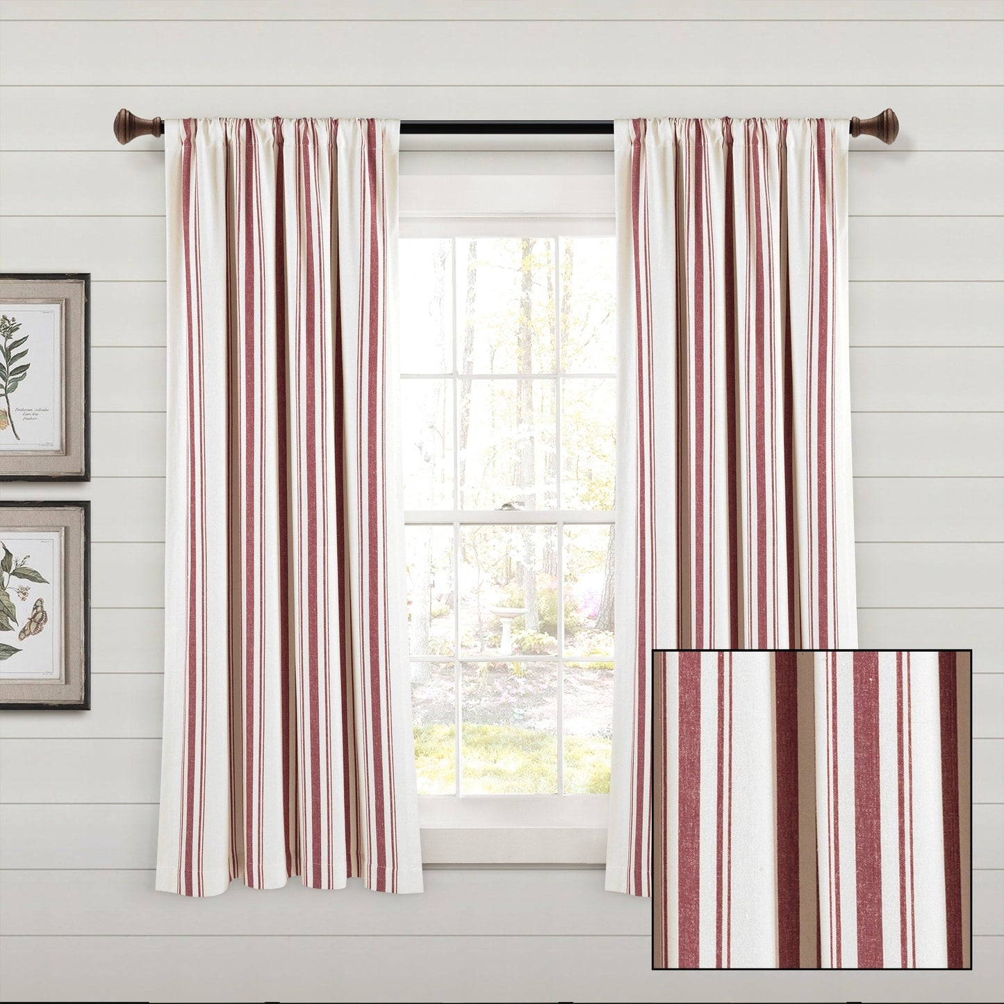 Lush Decor Farmhouse Stripe Yarn Dyed Cotton Window Curtain Panel Pair