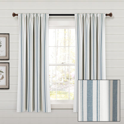 Lush Decor Farmhouse Stripe Yarn Dyed Cotton Window Curtain Panel Pair