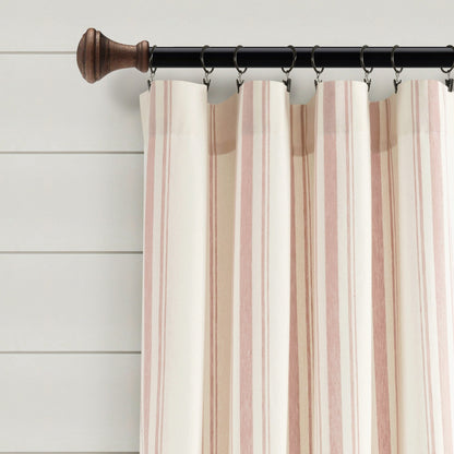 Lush Decor Farmhouse Stripe Yarn Dyed Cotton Window Curtain Panel Pair