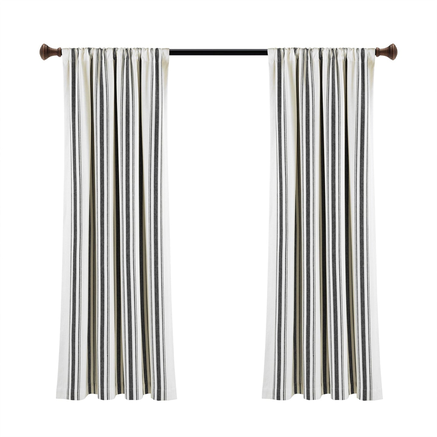 Lush Decor Farmhouse Stripe Yarn Dyed Cotton Window Curtain Panel Pair