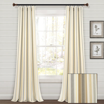 Lush Decor Farmhouse Stripe Yarn Dyed Cotton Window Curtain Panel Pair