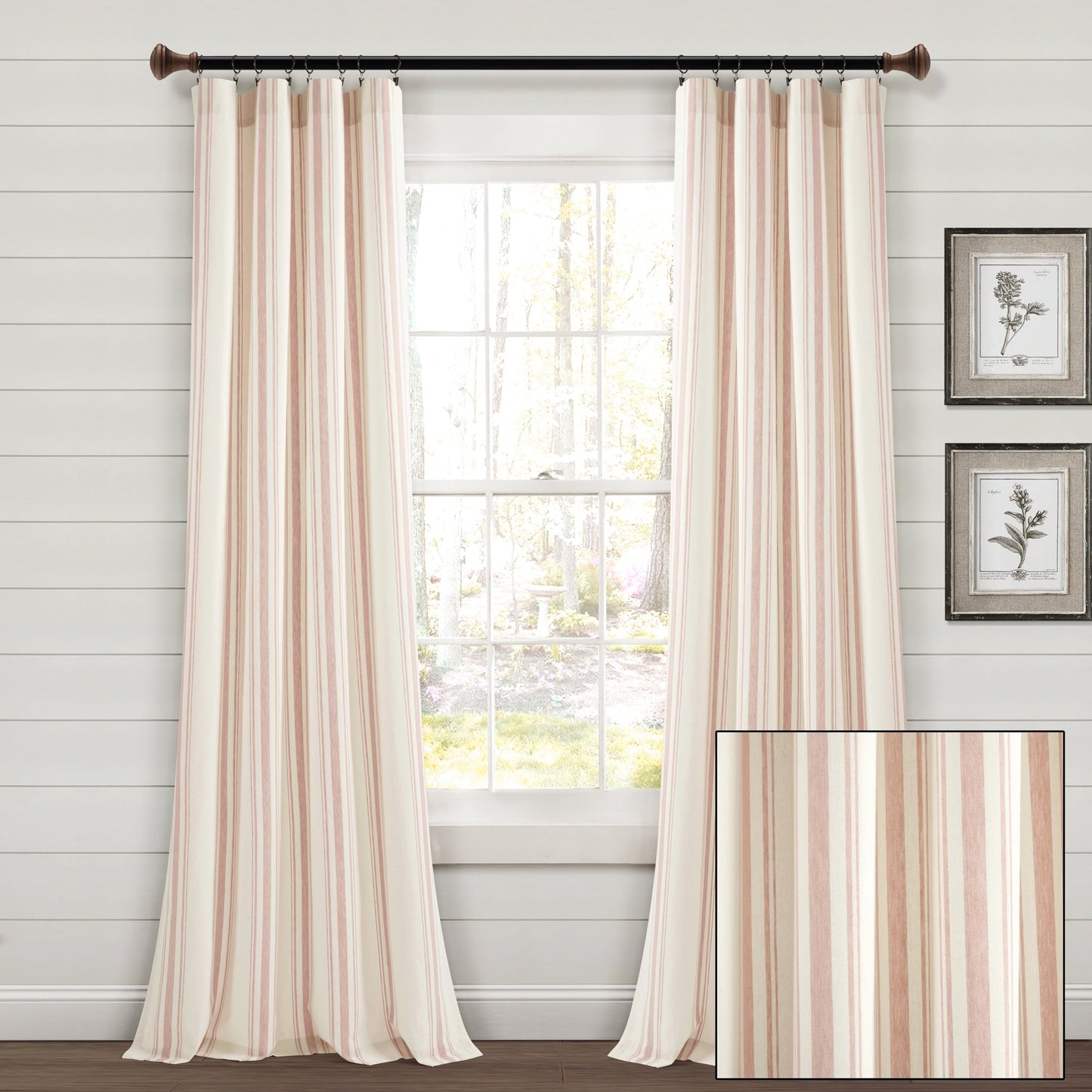 Lush Decor Farmhouse Stripe Yarn Dyed Cotton Window Curtain Panel Pair