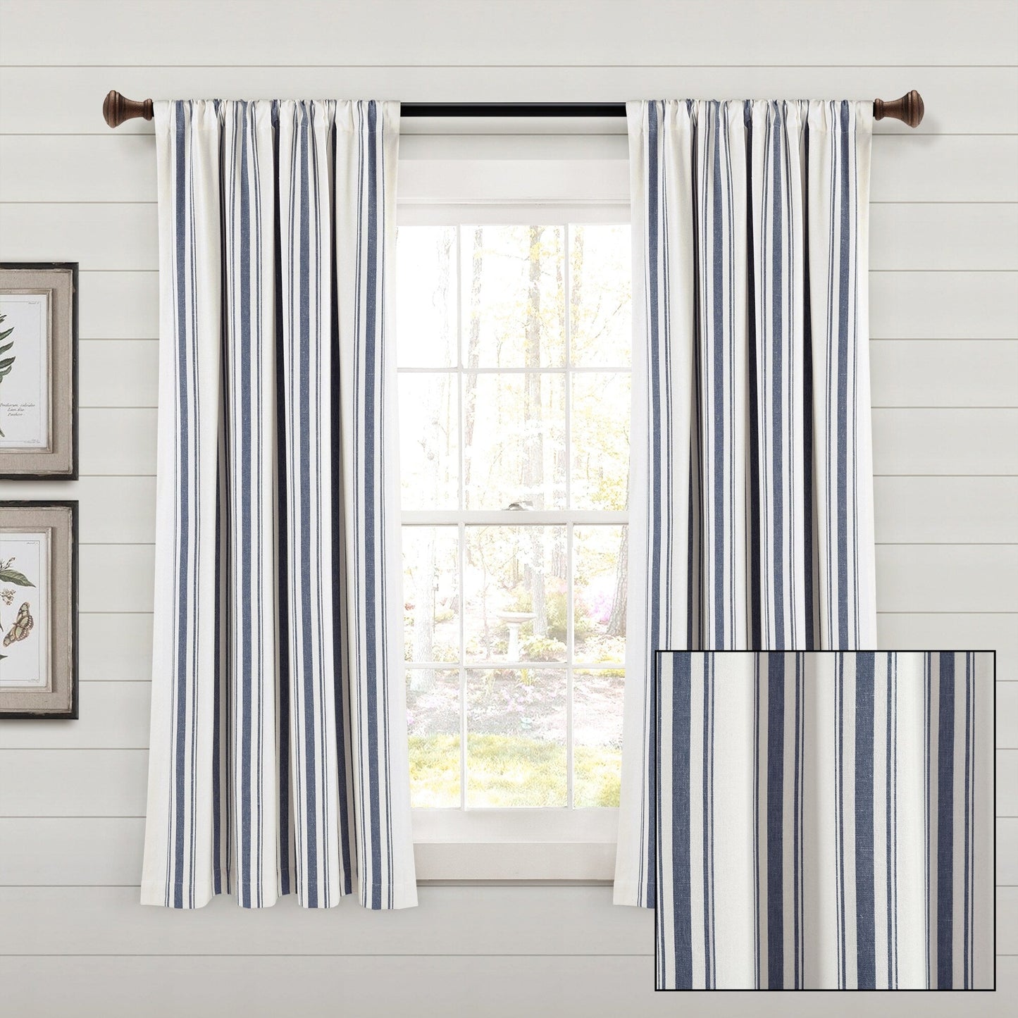 Lush Decor Farmhouse Stripe Yarn Dyed Cotton Window Curtain Panel Pair