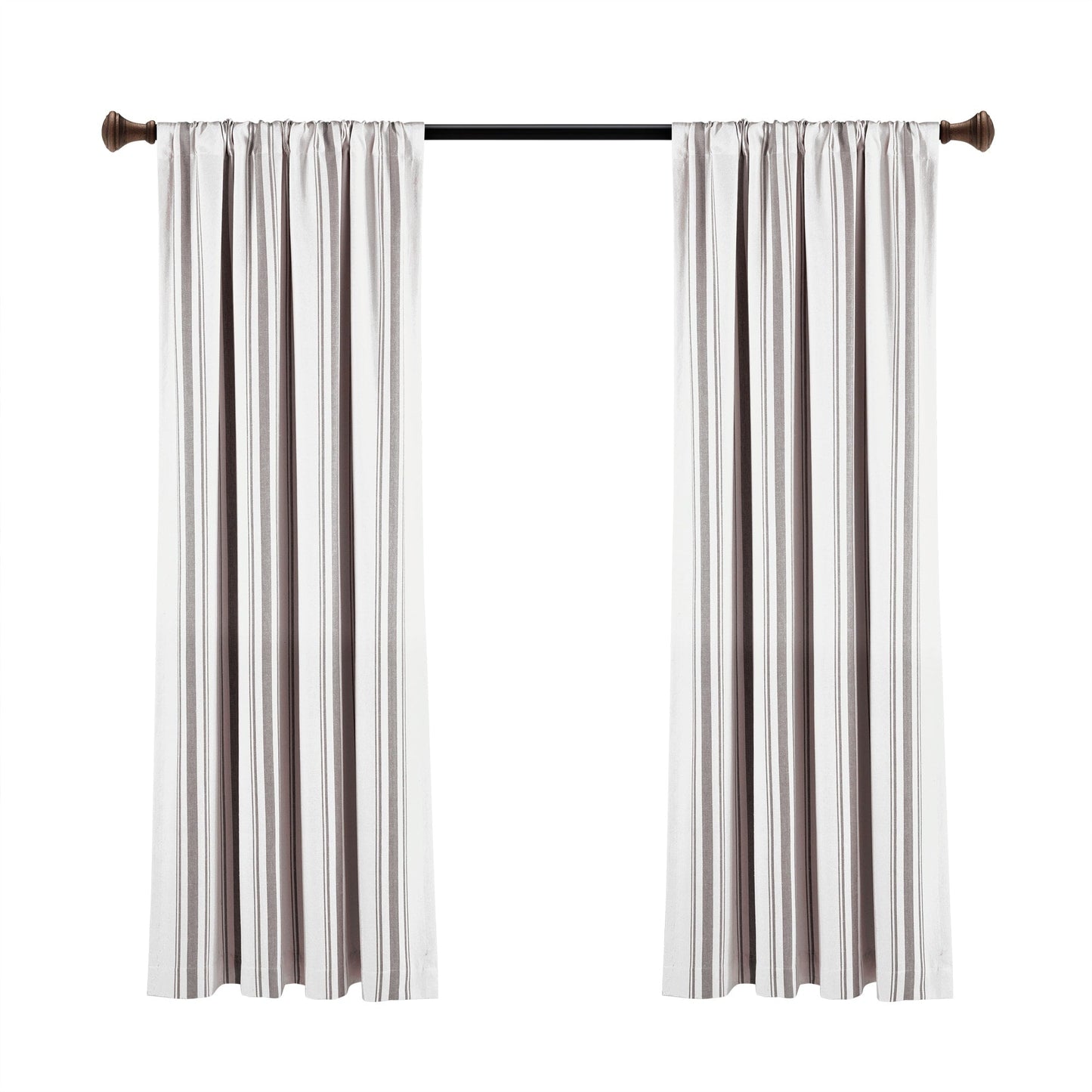 Lush Decor Farmhouse Stripe Yarn Dyed Cotton Window Curtain Panel Pair