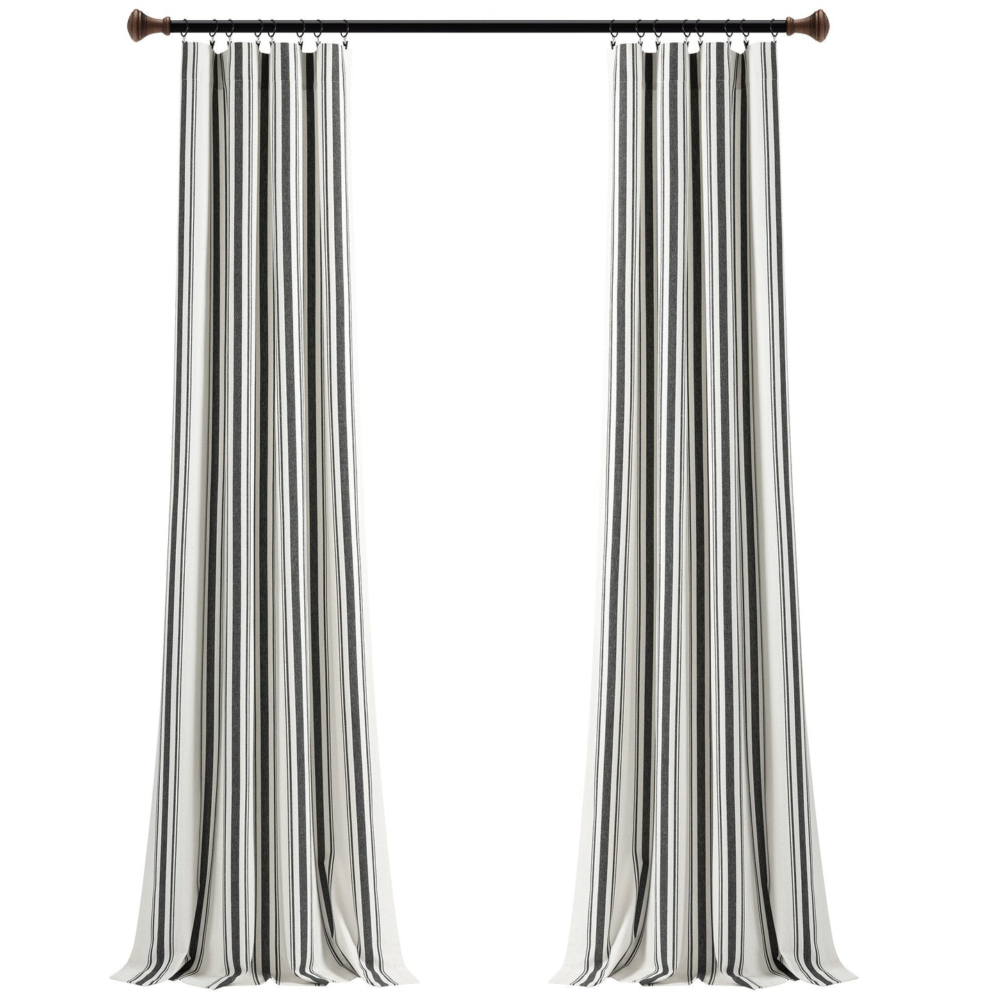 Lush Decor Farmhouse Stripe Yarn Dyed Cotton Window Curtain Panel Pair